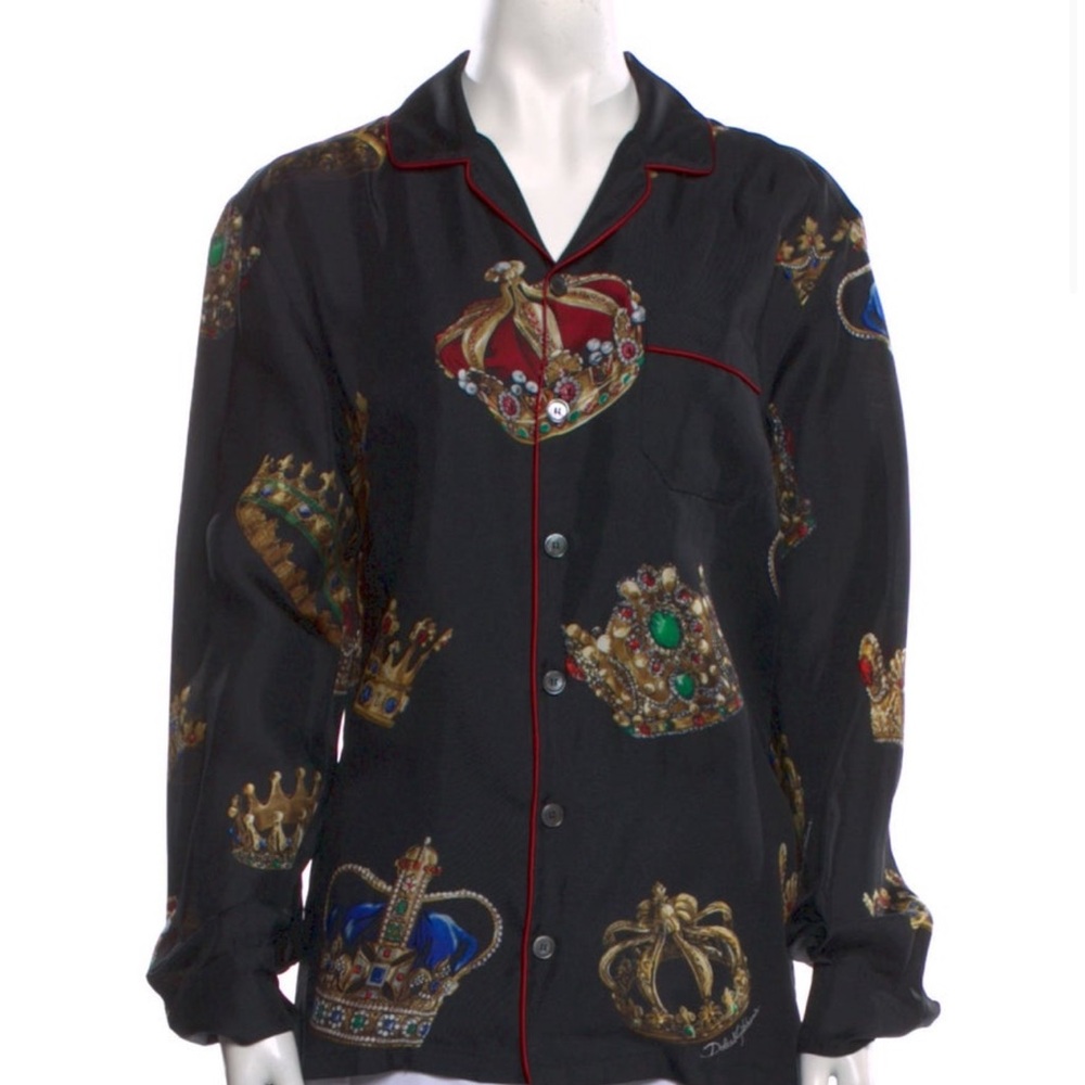 Dolce & Gabbana Black Crown Print pajama set